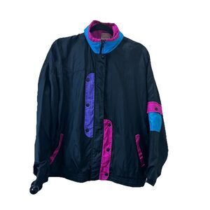 Tracy and Carl Vintage Windbreaker Bomber Jacket Performance Colorblock Womens L